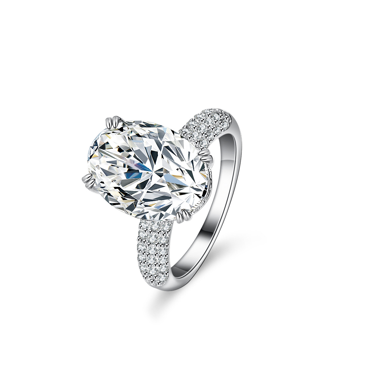 Moissanite Engagement Ring 1 Carat - خاتم مويسانيتي مرصع بالذهب عيار 18