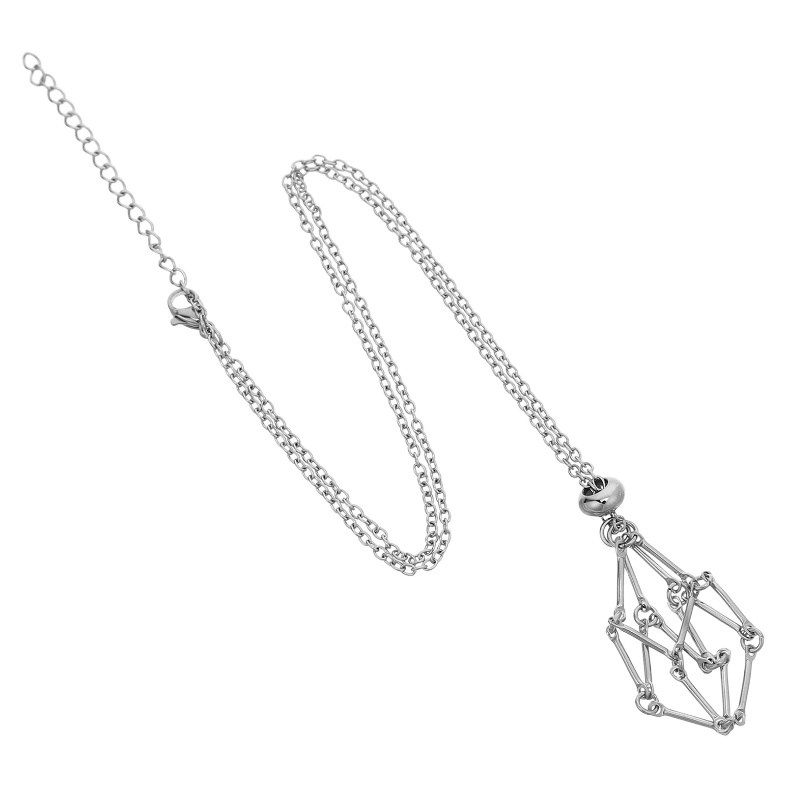 Crystal Pendant Necklace Natural Stone - قلادة حامل كريستال من الفولاذ المقاوم