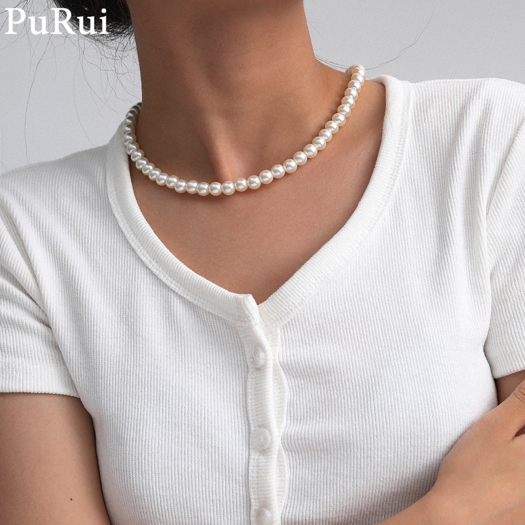 Pearl Choker Necklace Vintage - الحد الأدنى تقليد اللؤلؤ المختنق قلادة