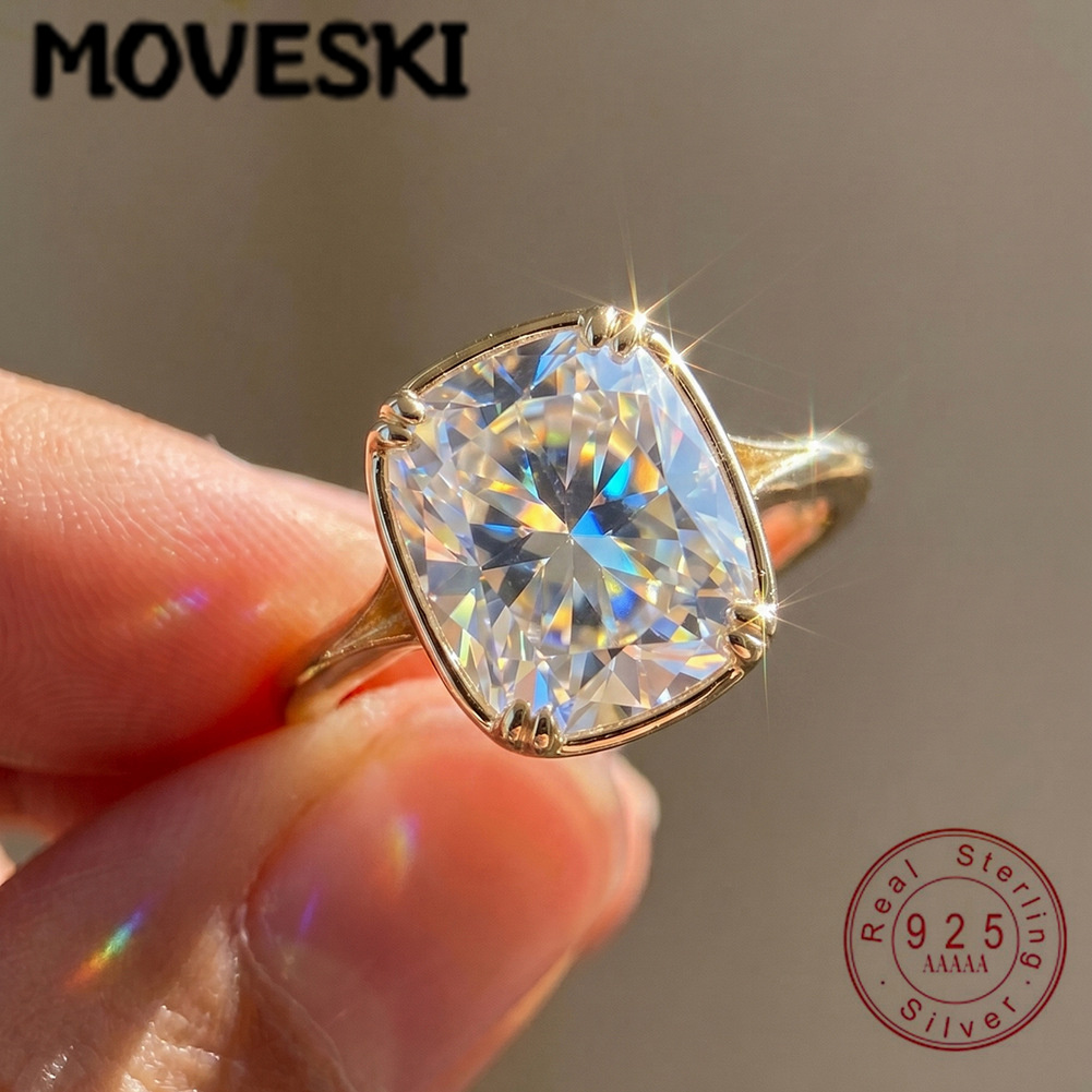 Moissanite Engagement Ring 1 Carat - خاتم من الفضة الإسترلينية عيار 925