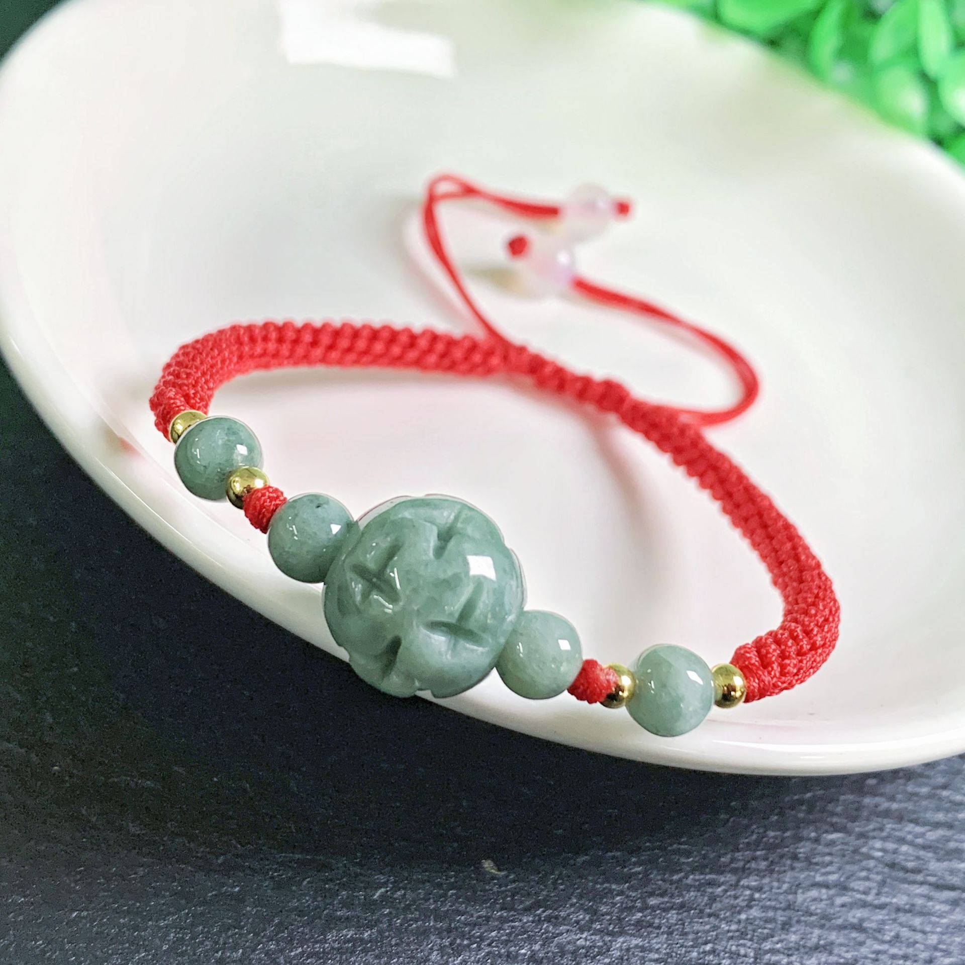 Bracelets - ميانمار الجاديت نحت حبة سوار الطبيعية
