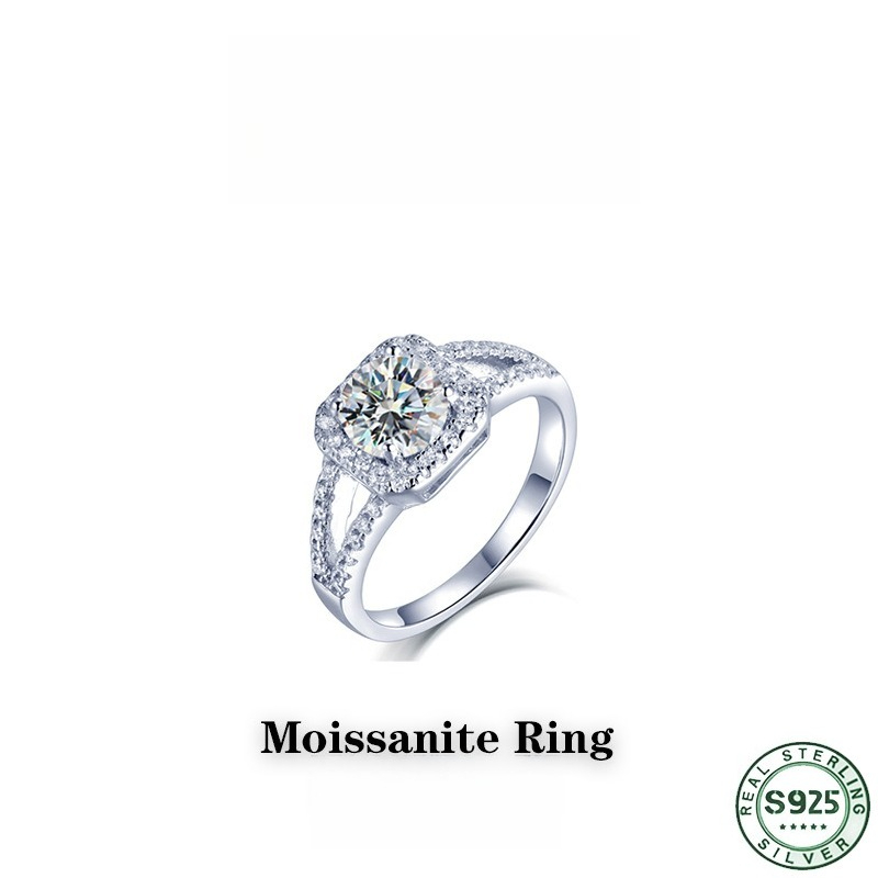 Moissanite Engagement Ring 1 Carat - خاتم ألماس مويسانيت فائق اللمعان بوزن