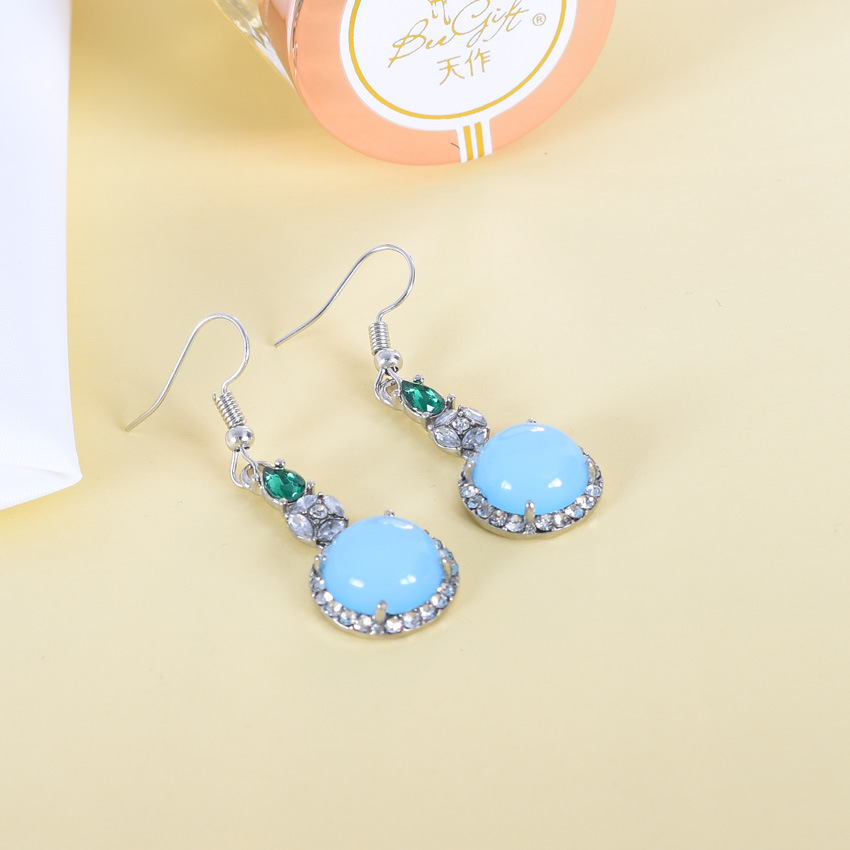Earrings - الأزرق الطبيعي اليشم الأقراط خمر مصمم