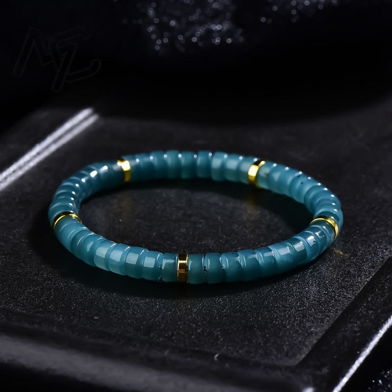 Bracelets - سوار من خرز اليشم الطبيعي الأزرق