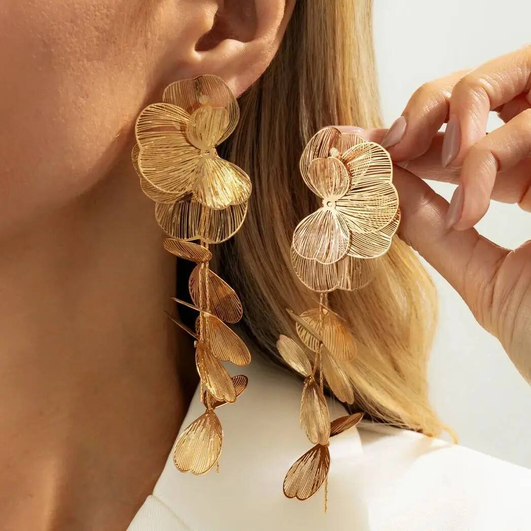 Earrings - الجنكة ليف شرابة قلادة الأقراط خمر