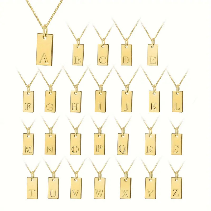 Initial Letter Necklace 18K Gold - مربع صغير 26 الحروف الأولية علامة