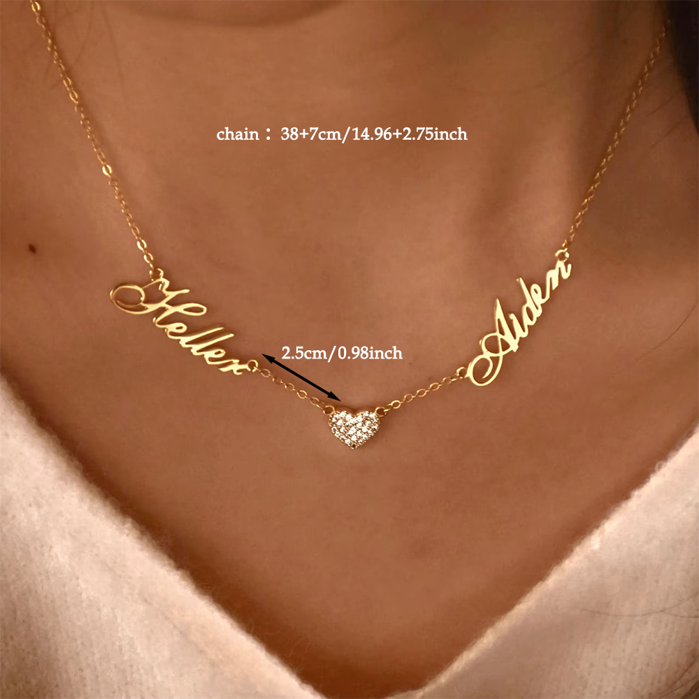 مخصص اثنين اسم قلادة للنساء عي - مراجعة Custom Name Necklace Stainless Steel وسعره
