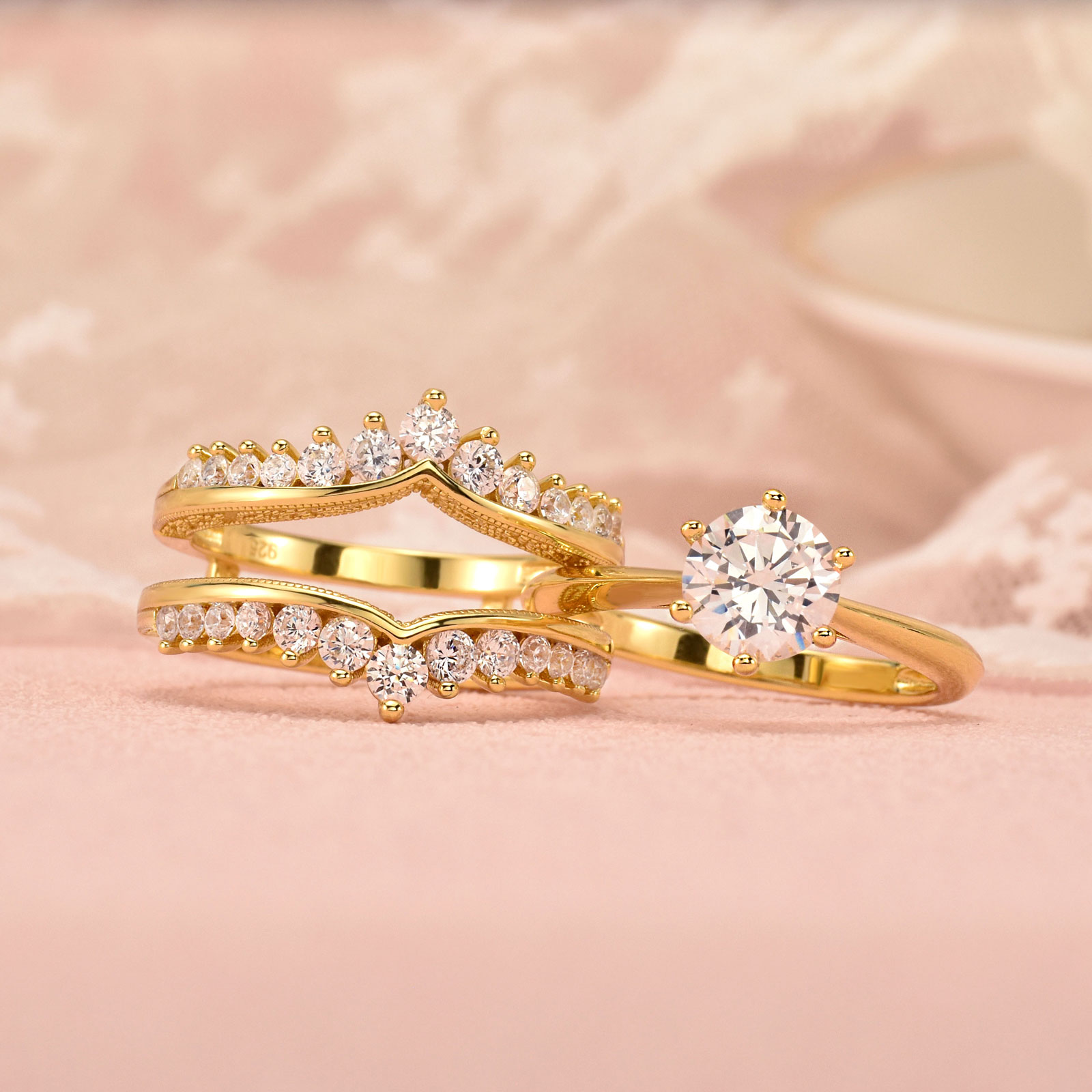 طقم خاتم زفاف نسائي مطلي بالذه - مراجعة Moissanite Engagement Ring 1 Carat وسعره