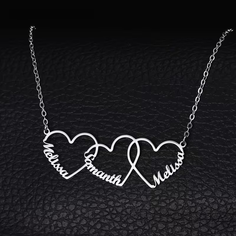قلادة مخصصة بأسماء متداخلة على - مراجعة Custom Name Necklace Stainless Steel وسعره
