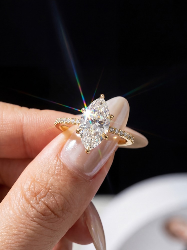 خاتم ماركيز من الموسانيت الحقي - مراجعة Moissanite Engagement Ring 1 Carat وسعره
