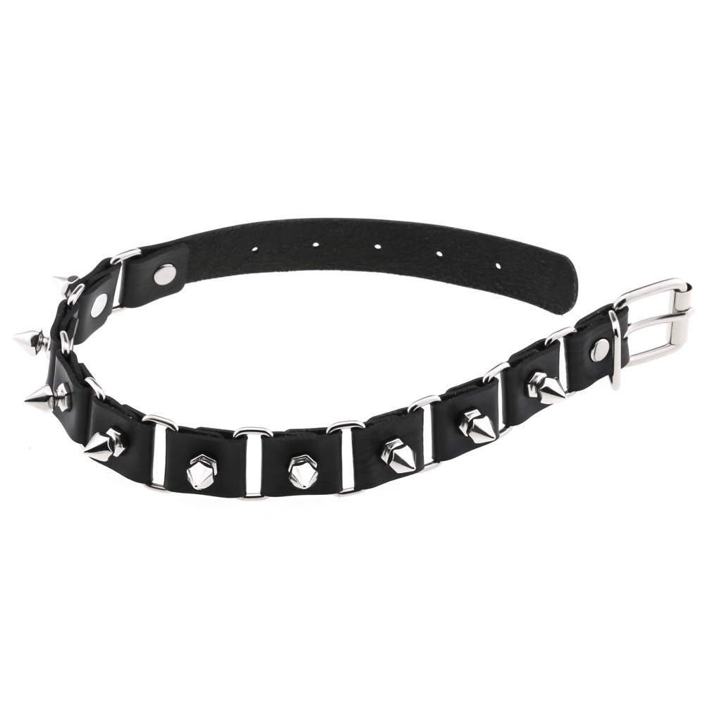 أسود جلد القلب المختنق طوق الق - مراجعة Goth Punk Spike Choker وسعره