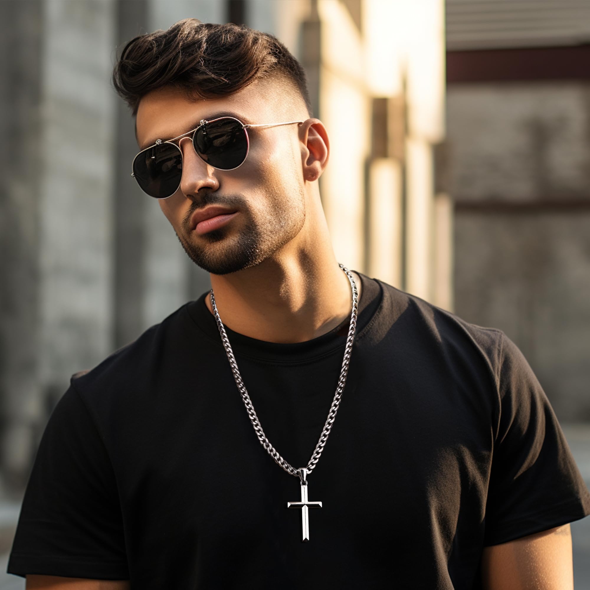 Fansilver 925 فضة الصليب قلادة - مراجعة 925 Sterling Silver Chain Necklace Men وسعره