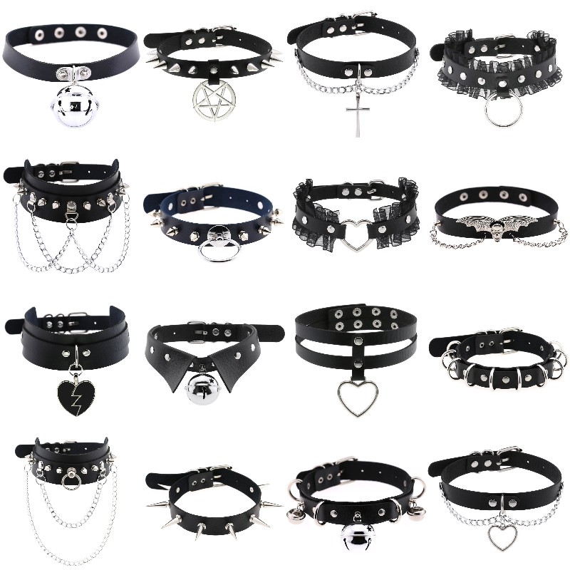 العصرية الشرير سبايك برشام جلد - مراجعة Goth Punk Spike Choker وسعره