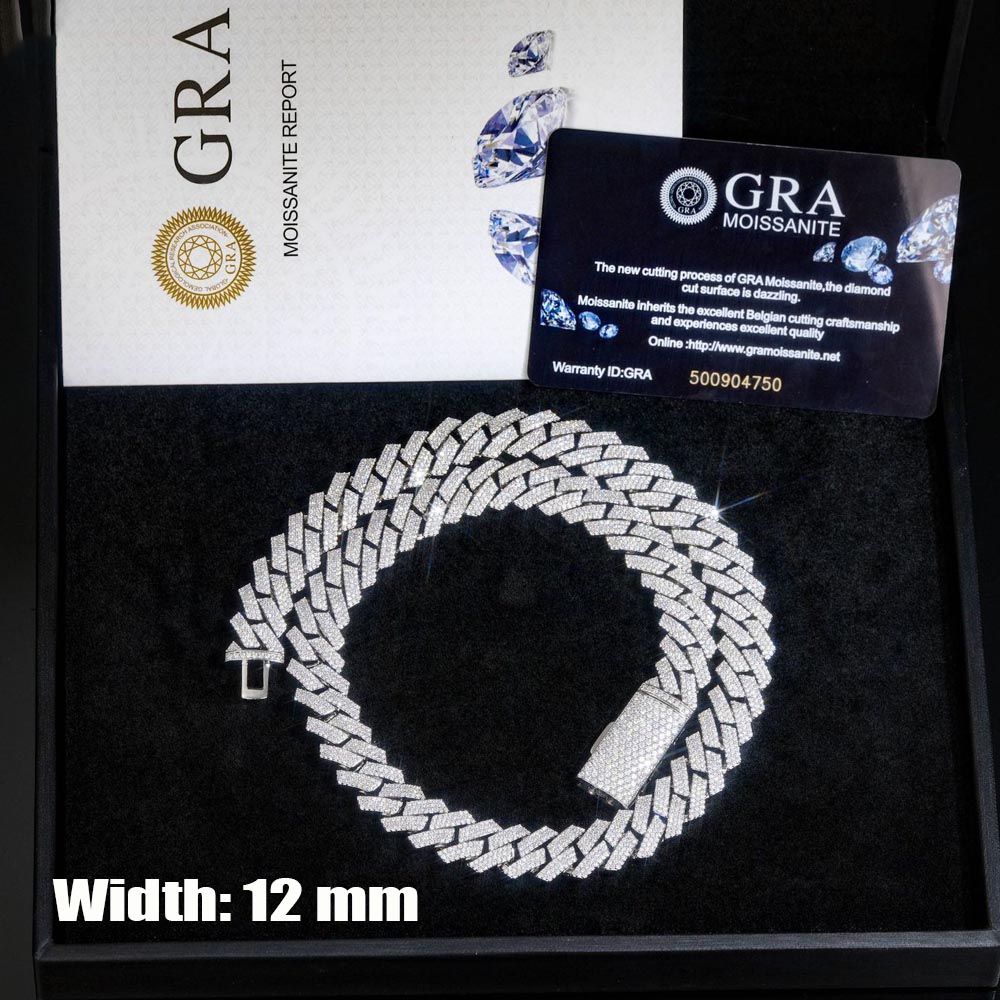 سلسلة عنق كوبية مرصعة بالموسان - مراجعة Cuban Link Chain 12Mm وسعره
