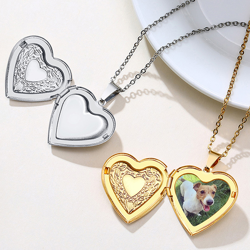 قلادة مخصصة بصورة ونص حسب الطل - مراجعة Heart Locket Necklace Photo وسعره