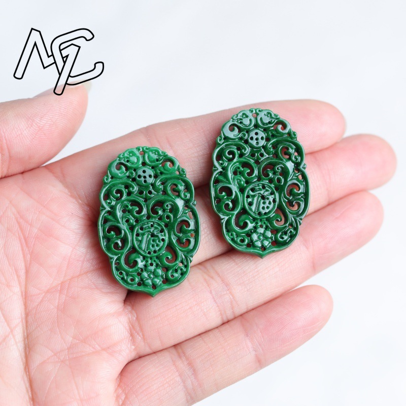قطعتان من اليشم الطبيعي بلون س - مراجعة Earrings وسعره