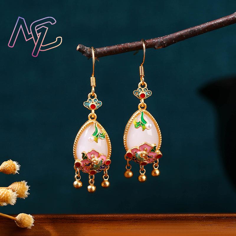 أقراط زهرة اليشم الطبيعية، تمي - مراجعة Earrings وسعره