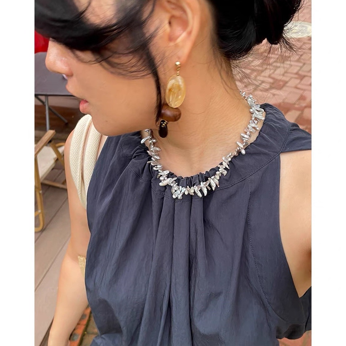 طقم مجوهرات نسائية يدوية الصنع - مراجعة Pearl Choker Necklace Vintage وسعره