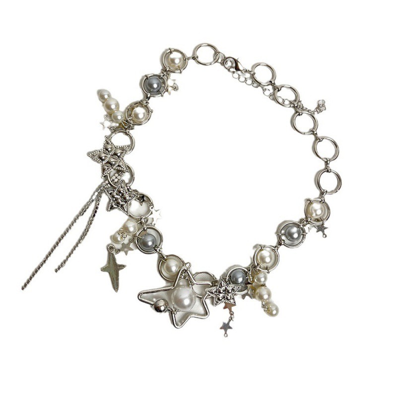 سلاسل اللؤلؤ الربط نجمة للنساء - مراجعة Pearl Choker Necklace Vintage وسعره