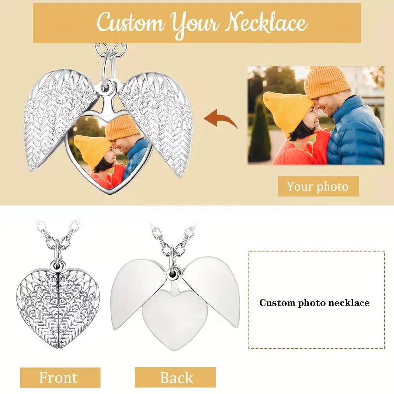 صورة مخصصة القلب المنجد قلادة  - مراجعة Heart Locket Necklace Photo وسعره