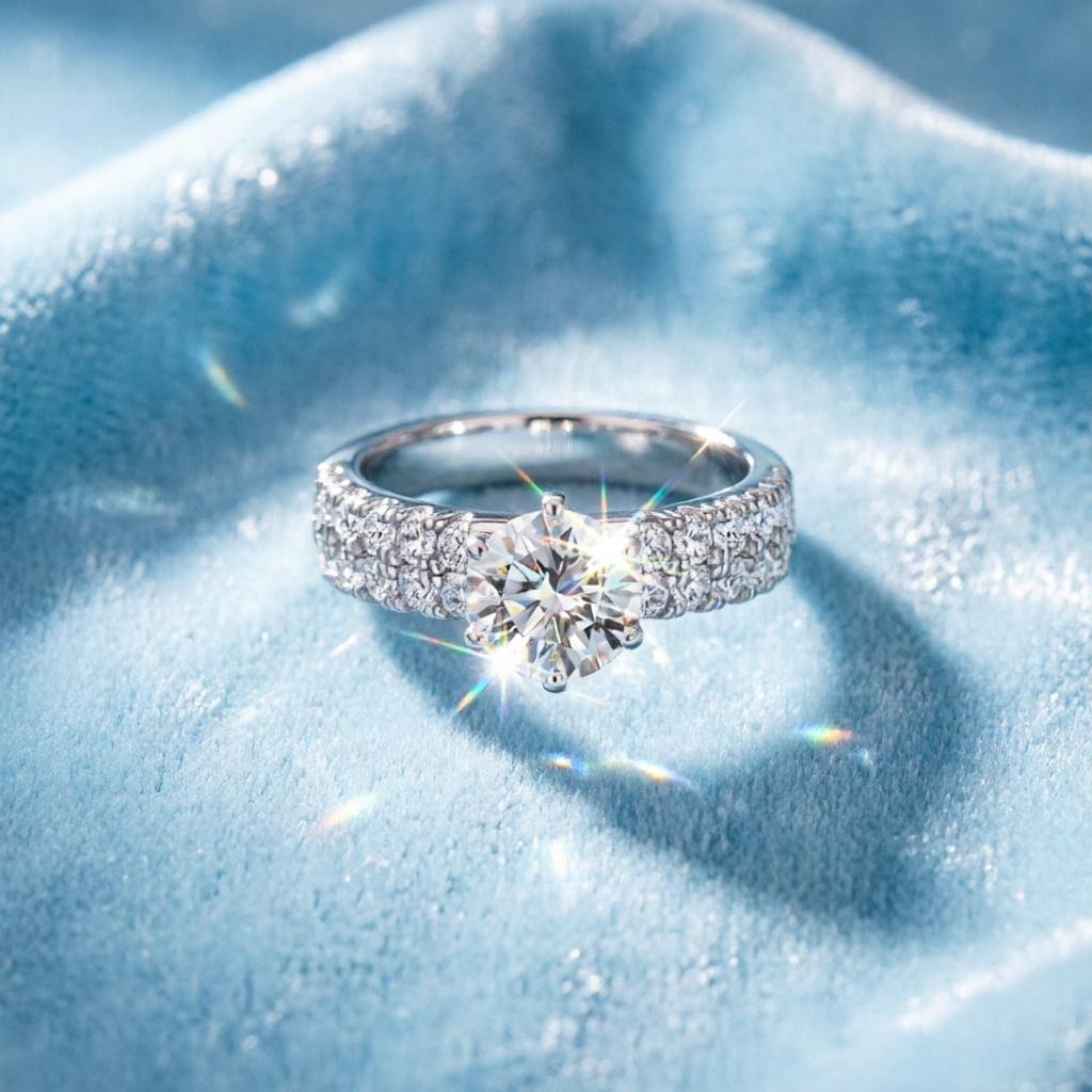 خاتم أنيق وعصري من الفضة الإست - مراجعة Moissanite Engagement Ring 1 Carat وسعره
